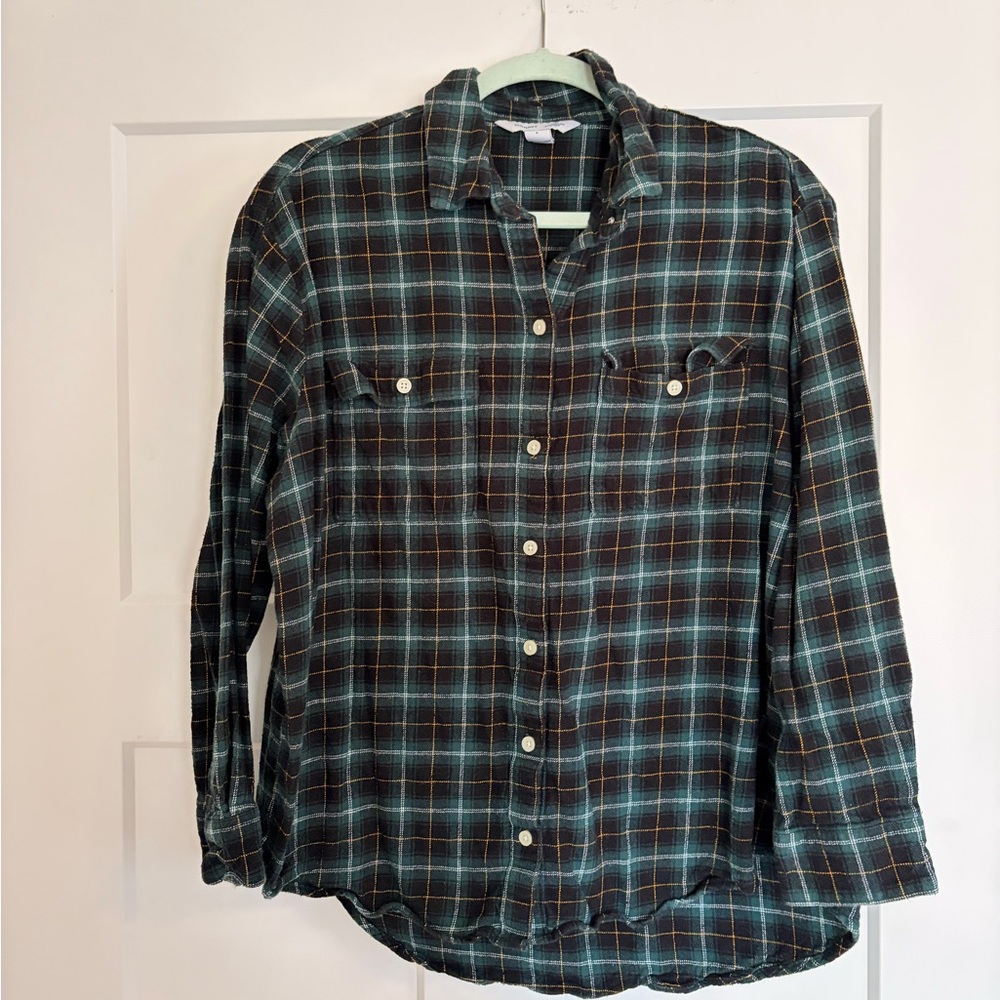 Old Navy Women’s Green and Navy Flannel Shirt